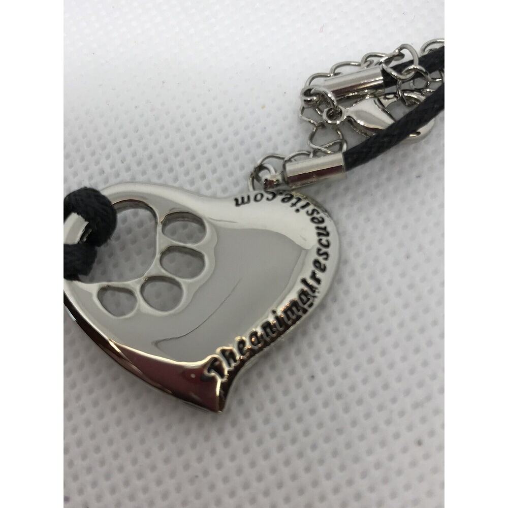 Paw Prints on My Heart Necklace with Charm (16"+3") 1" Heart Charm Pendant - Picture 6 of 8